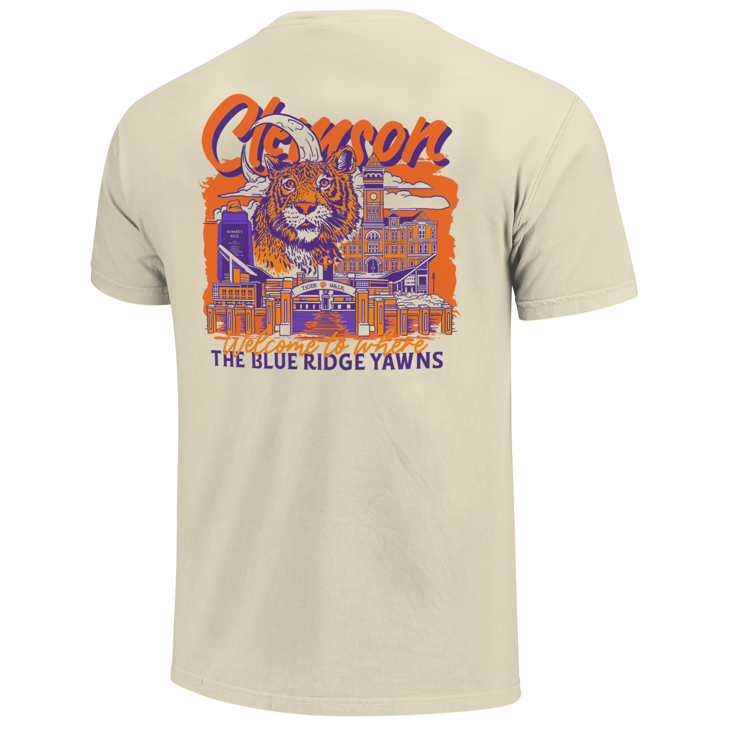 Clemson Tigers - NCAA Hand Drawn Campus Stack Comfort Color T-Shirt