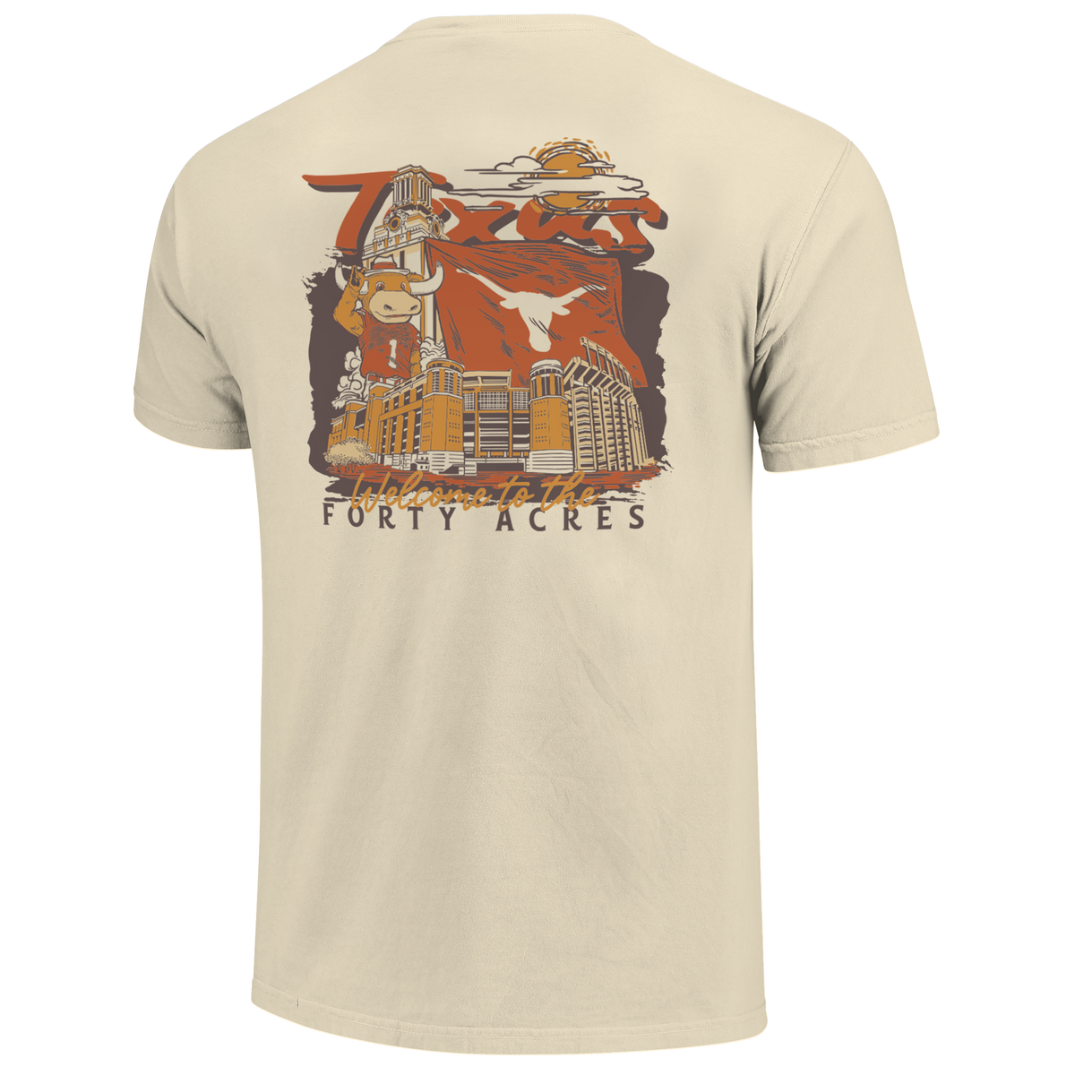 Texas Longhorns - NCAA Hand Drawn Campus Stack Comfort Color T-Shirt