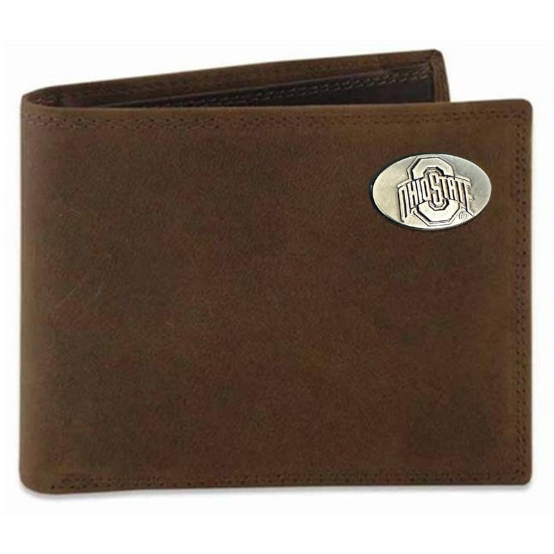 Ohio State - Concho Emblem Crazyhorse Leather Bi-Fold Wallet