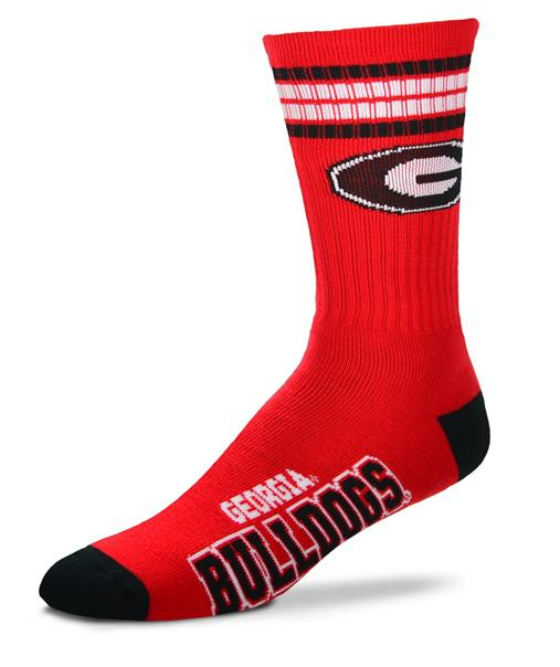 Georgia Bulldogs - 4 Stripe Deuce Crew Socks