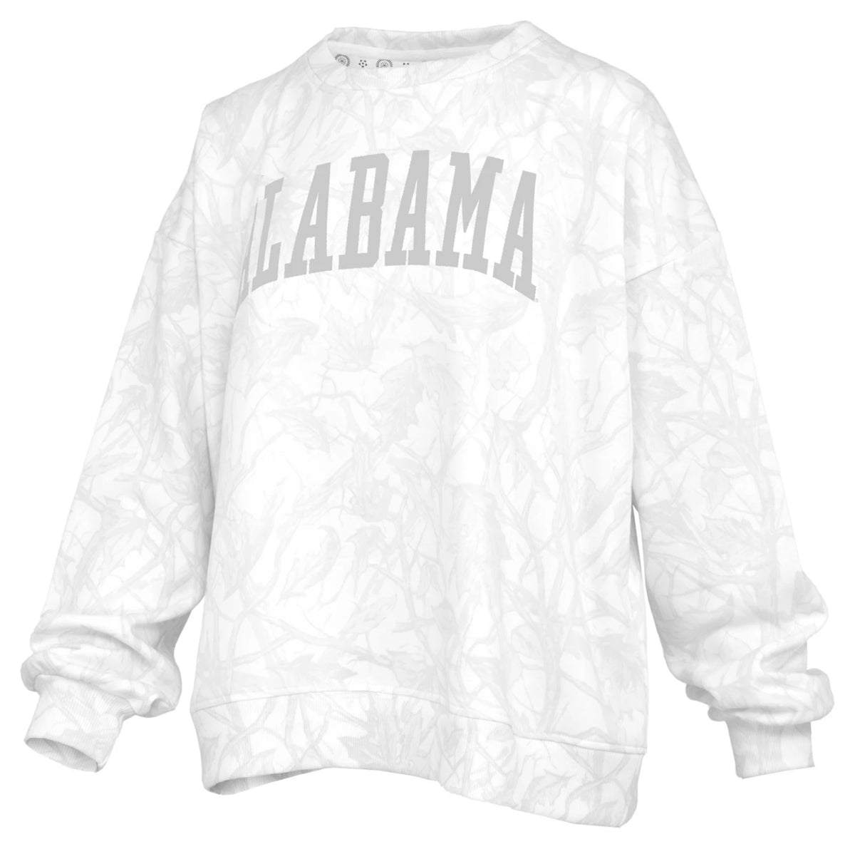 Alabama Crimson Tide - "Southlawn Logo Canopy" - Long-Sleeve Crew-Neck Blousant White Camo Oversized Fleece