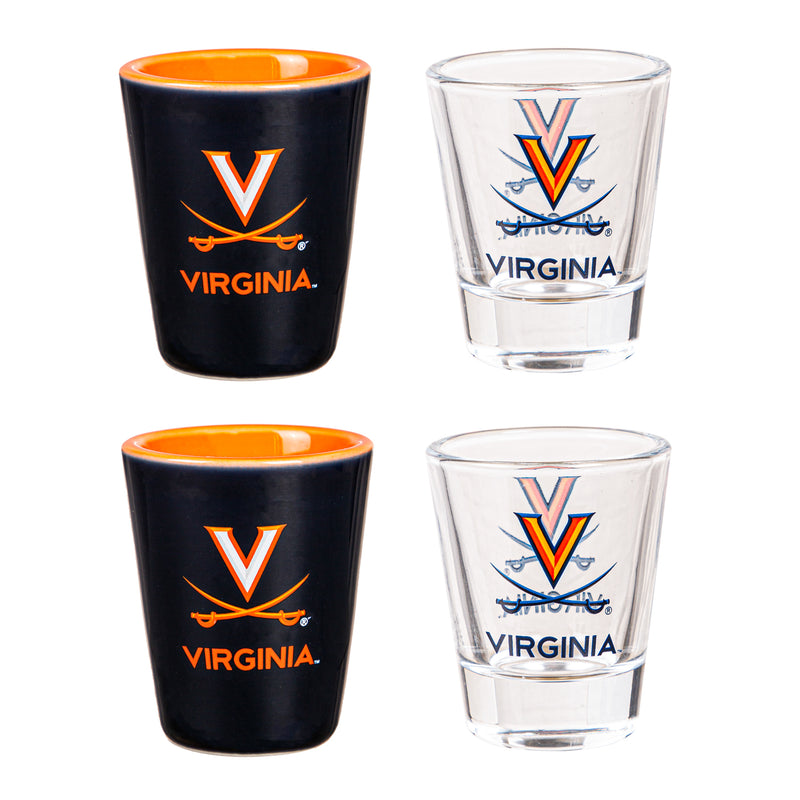Virginia Cavaliers - Glass and Ceramic Shot Glass Set