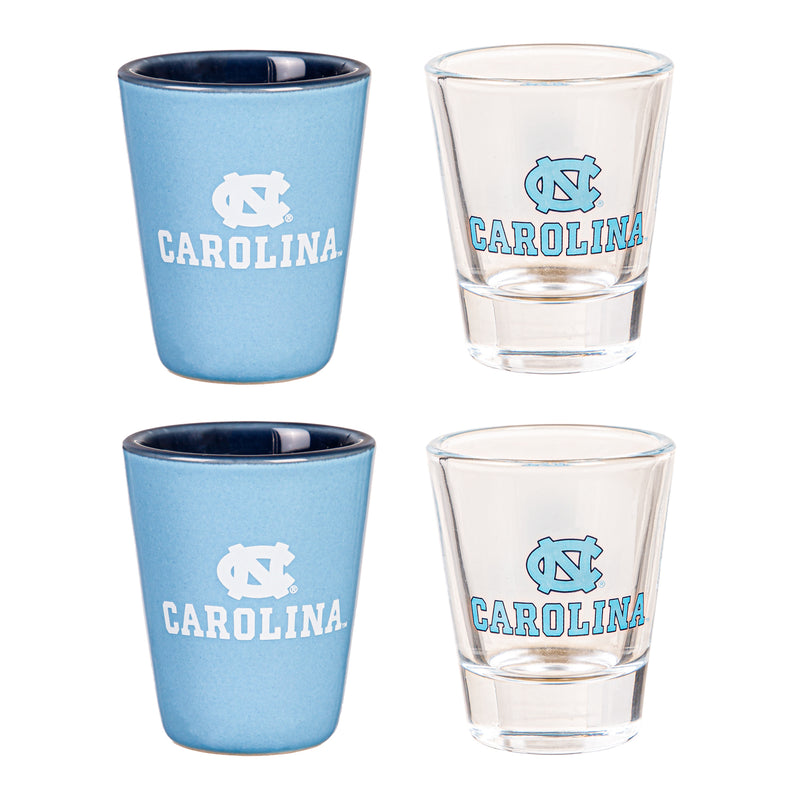 North Carolina Tar Heels - NCAA Glass and Ceramic Shot Glass Set