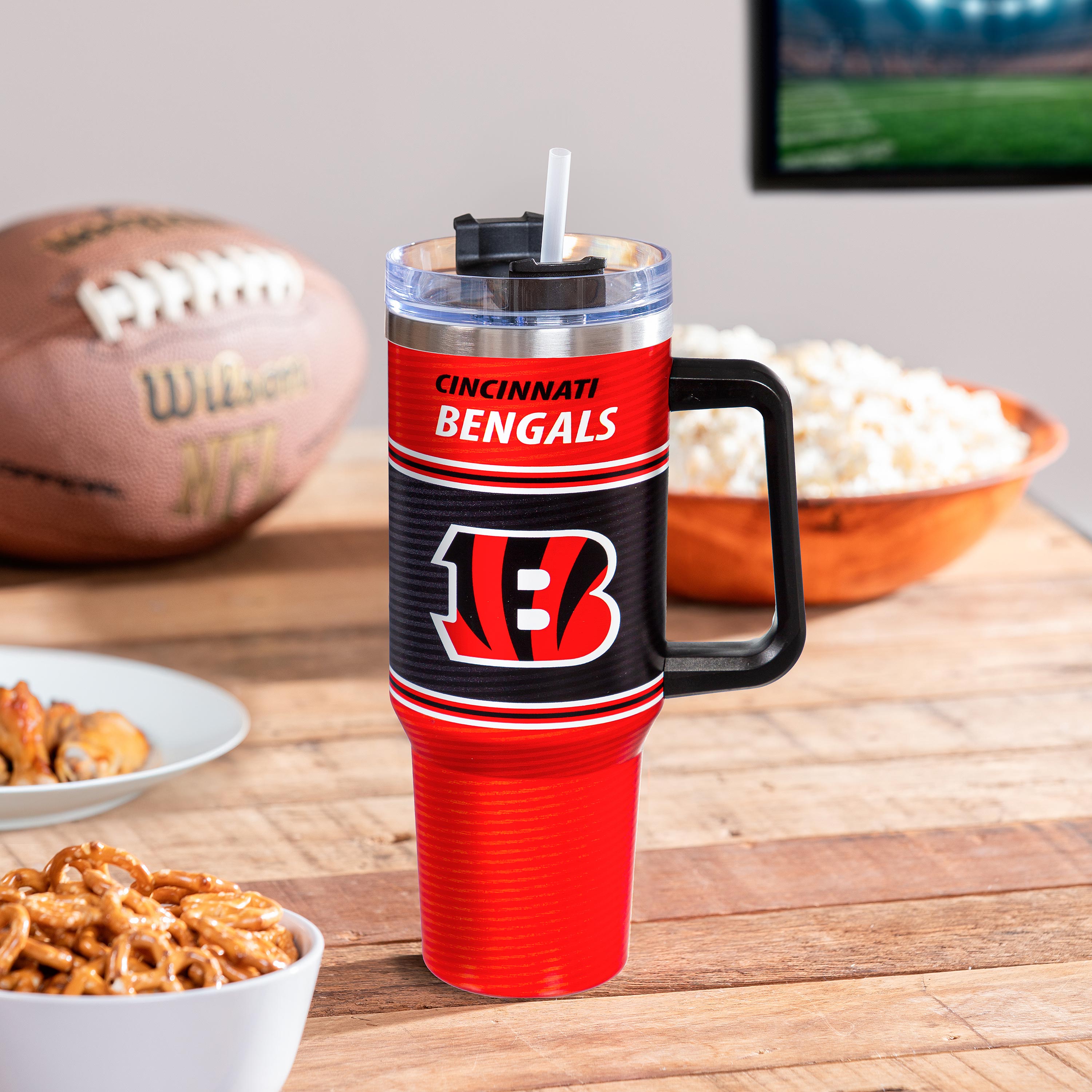 Cincinnati Bengals - 40oz Stainless Steel Canyon Cup w/ Straw