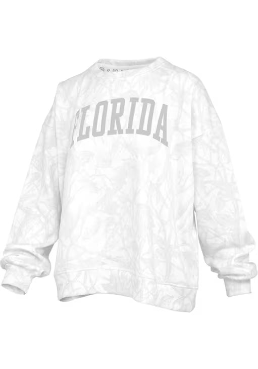 Florida Gators - "Southlawn Logo Canopy" - Long-Sleeve Crew-Neck Blousant White Camo Oversized Fleece