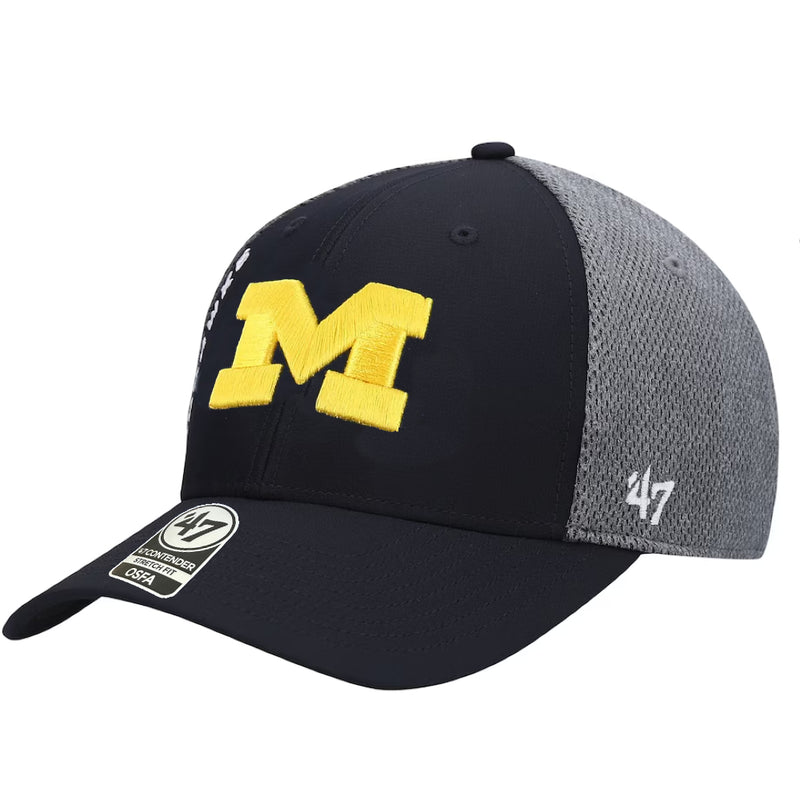 Michigan Wolverines - Navy Wycliff Contender Clean Up Stretch Fit Hat, 47 Brand