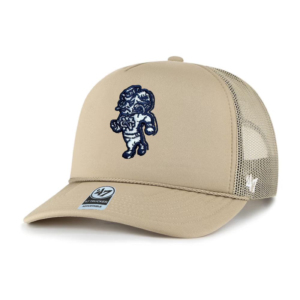 North Carolina Tar Heels UNC Vin - Khaki Foam Front Mesh Trucker Adjustable Hat, 47 Brand