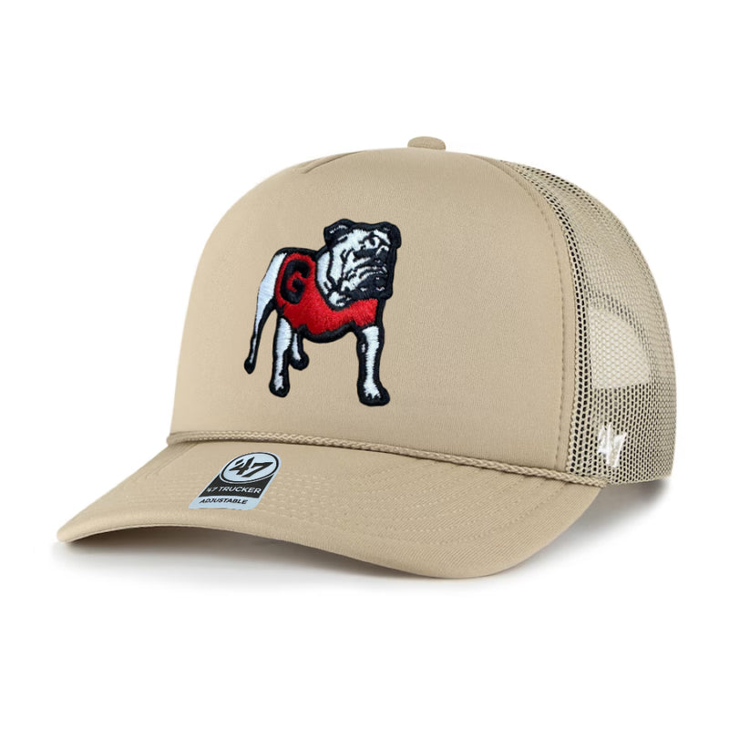 Georgia Bulldogs - Khaki Foam Front Mesh Trucker Adjustable Hat, 47 Brand