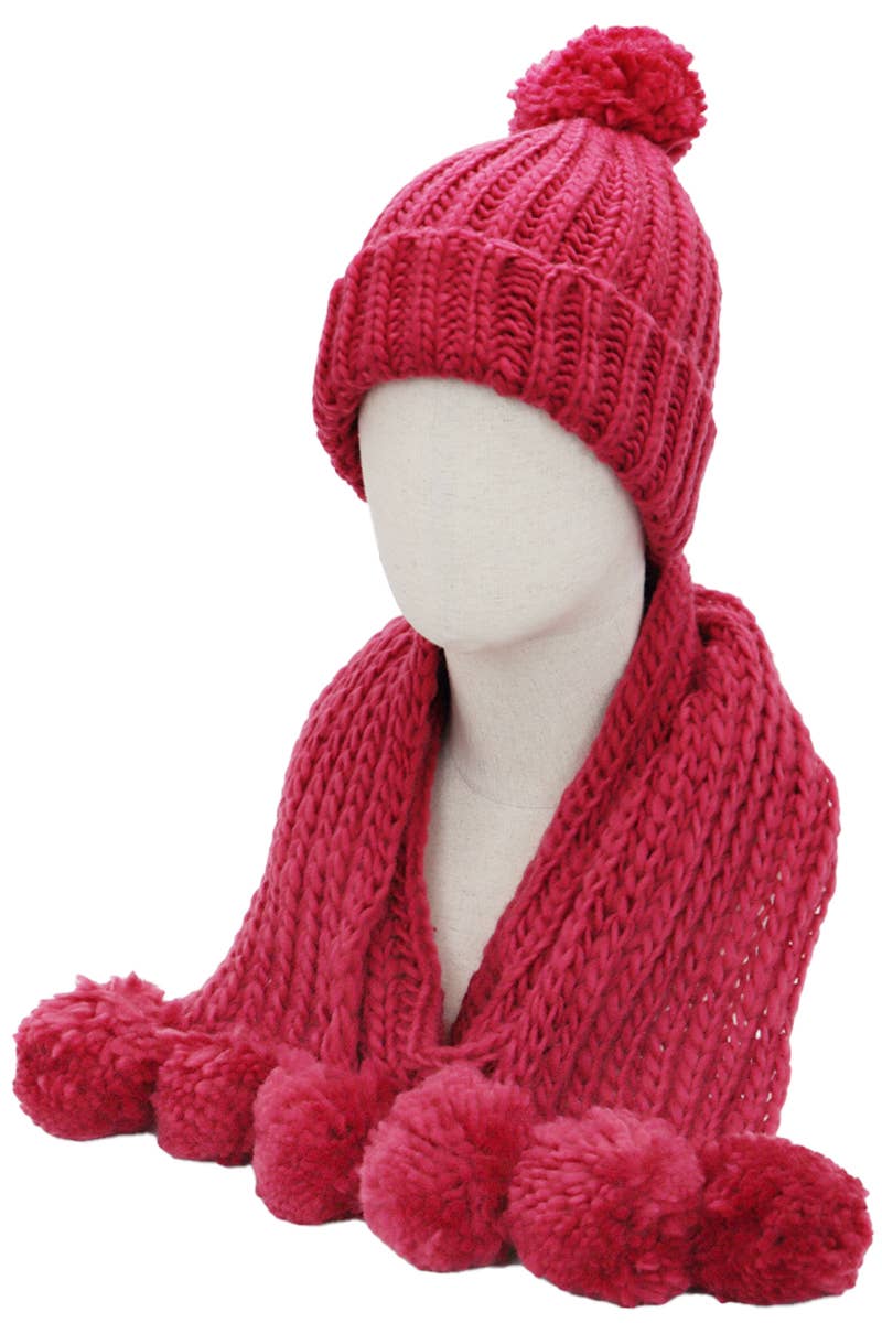 Crochet Chunky Knitted Beanie and Wrap Scarf