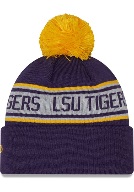 LSU Tigers - Purple Repeat Cuff Knit Hat with Pom, New Era