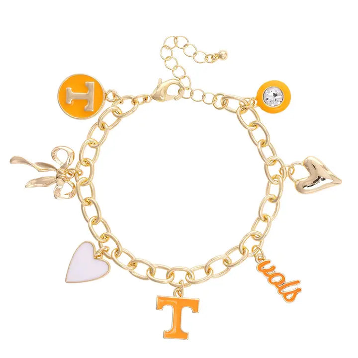 Tennessee Volunteers - Enamel Icons Charm Bracelet in Shiny Gold