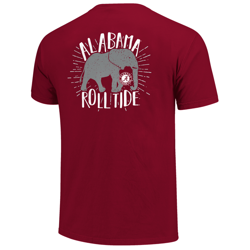 Alabama Crimson Tide - Type Lined Mascot Silhouette Basic Short Sleeve T-Shirt