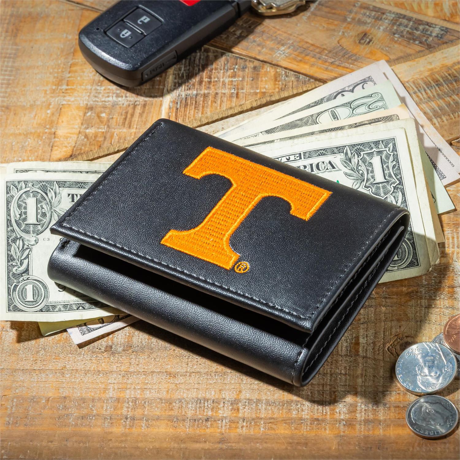Tennessee Volunteers - University of Tennessee Black Leather Trifold Wallet