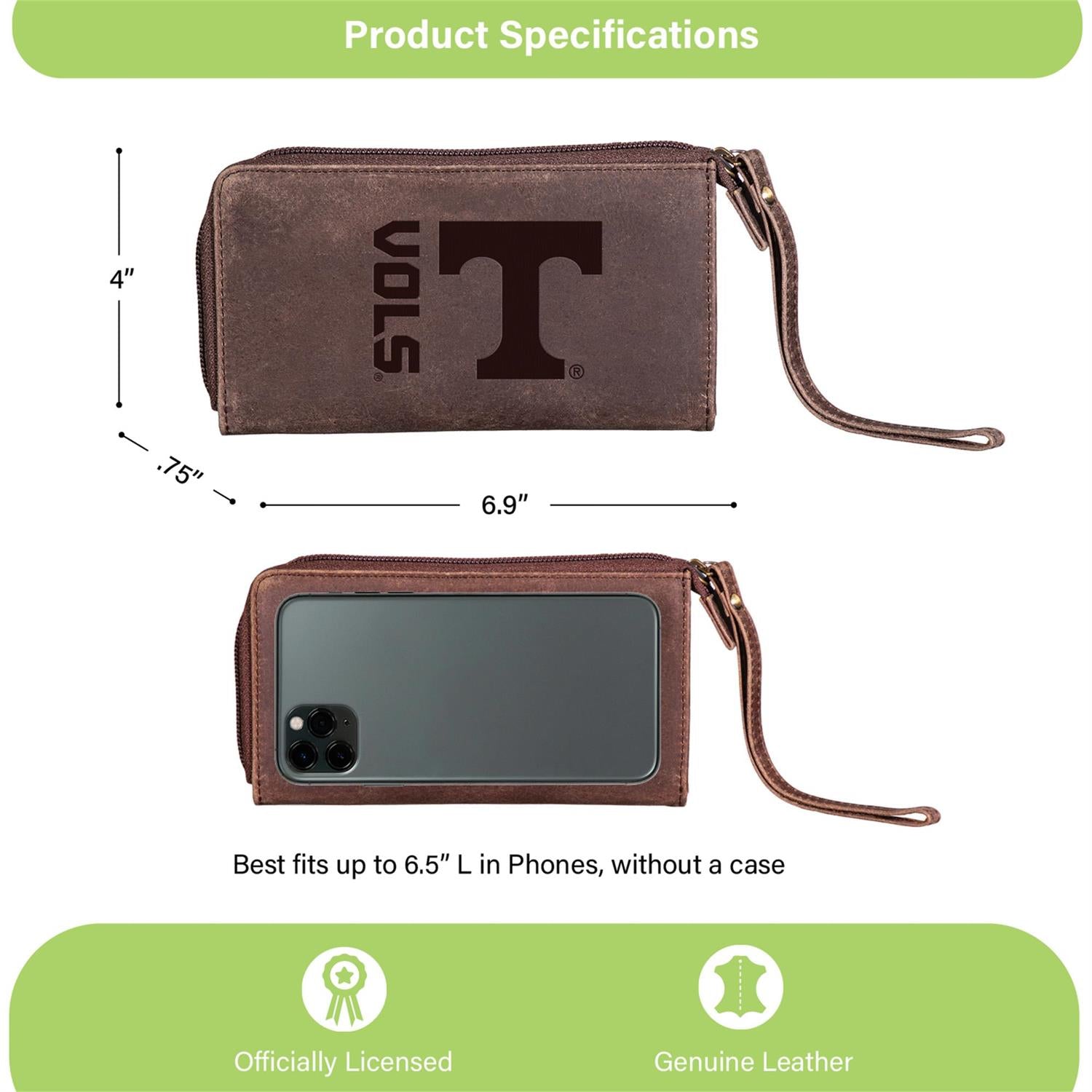 Tennessee Volunteers - University of Tennessee Brown Wristlet Wallet