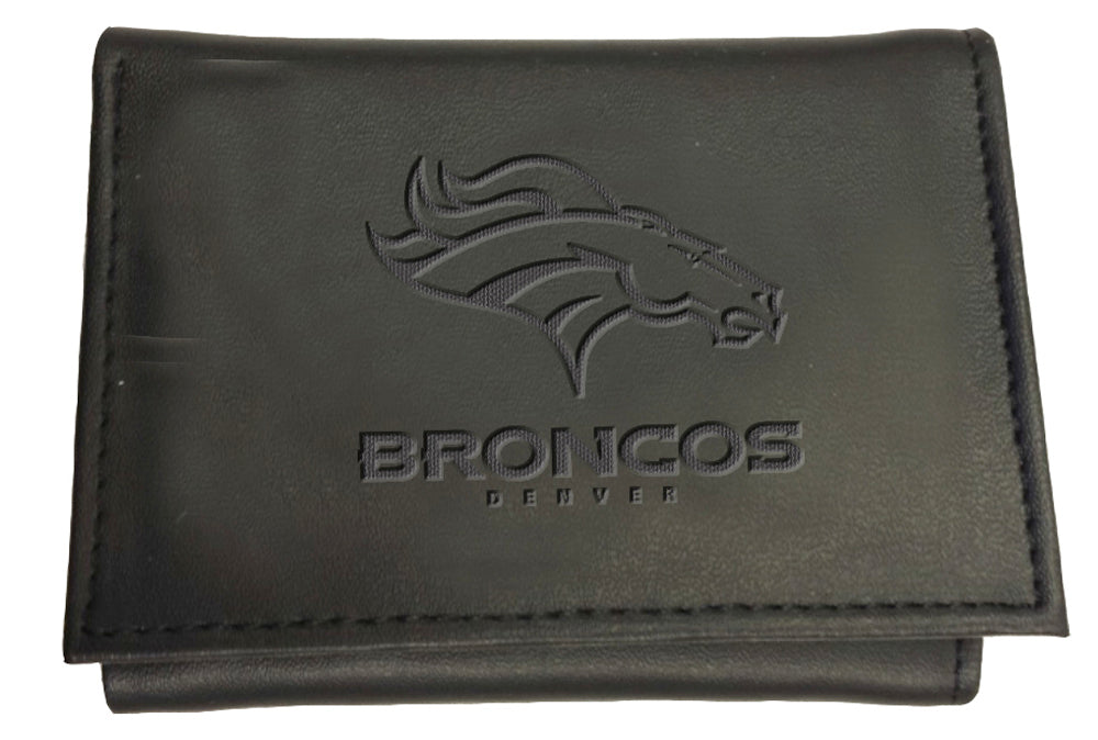 Denver Broncos - Black Leather Trifold Wallet