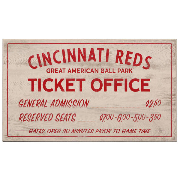 MLB Cincinnati Reds - Vintage Ticket Office Wood Wall Decor