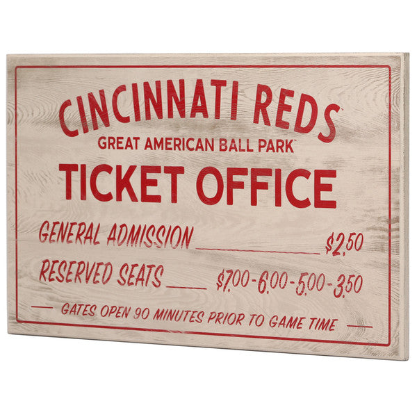 MLB Cincinnati Reds - Vintage Ticket Office Wood Wall Decor