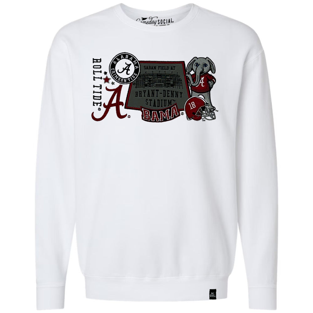 Alabama Crimson Tide - NCAA Layer Patch LAN Crewneck Long Sleeve