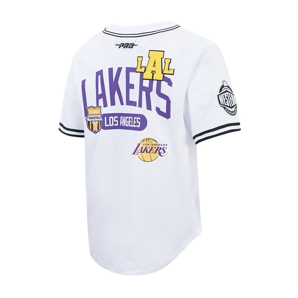 Los Angeles Lakers - NBA Letterman Men's Mesh Button Down Shirt