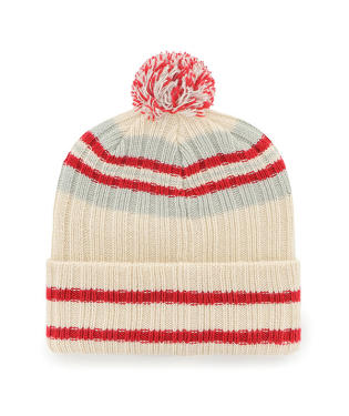 Ohio State Buckeyes - Natural Home Patch Cuff Knit Beanie, 47 Brand