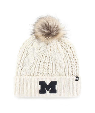 Michigan Wolverines - White Meeko Cuff Knit Beanie, 47 Brand