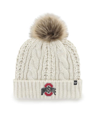 Ohio State Buckeyes - White Meeko Cuff Knit Beanie, 47 Brand