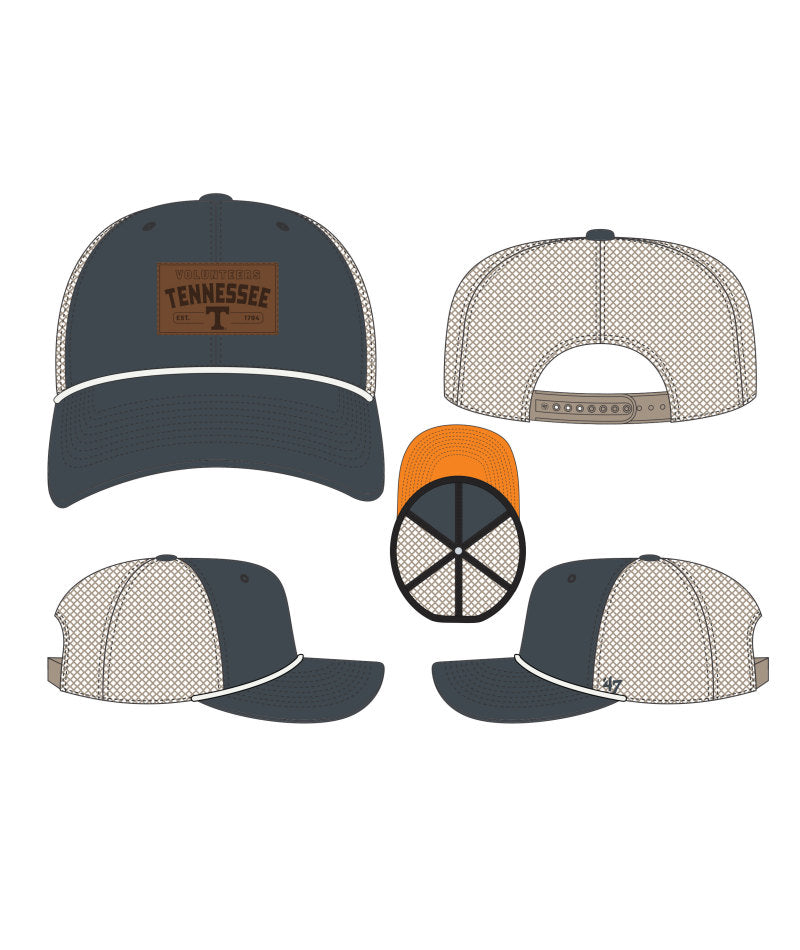 Tennessee Volunteers - Charcoal Trundle Rope Trucker 47 Brand Hat