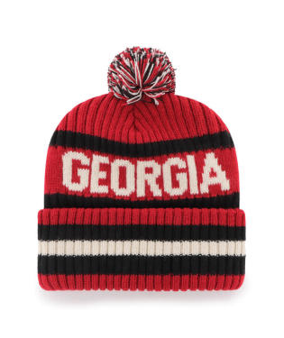 Georgia Bulldogs - Vin Red Bering Cuff Knit Cuff Beanie with Pom, 47 Brand