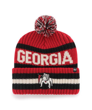 Georgia Bulldogs - Vin Red Bering Cuff Knit Cuff Beanie with Pom, 47 Brand