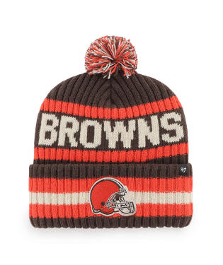 Cleveland Browns - Brown Bering Cuff Knit with Pom, 47 Brand