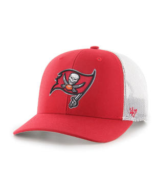 Tampa Bay Buccaneers - Red Trucker Clean Up Hat W/Strap, 47 Brand