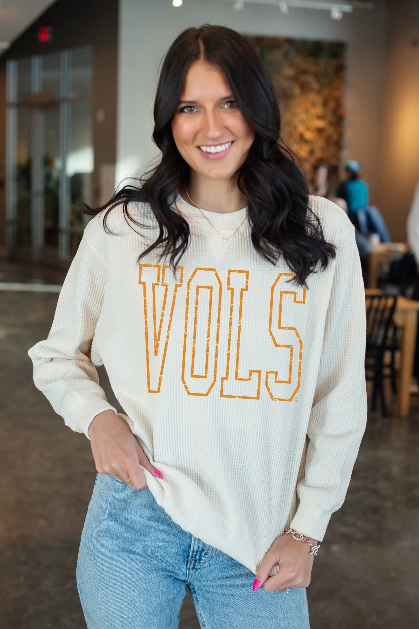 Tennessee Volunteers - NCAA Oversized Outline Waffle Crewneck Long Sleeve