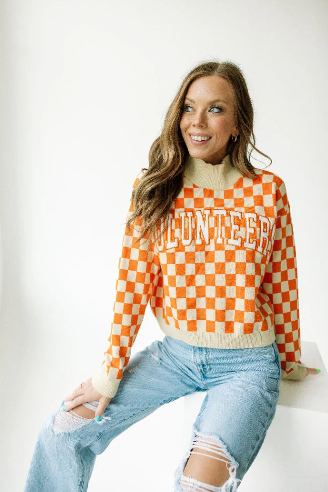 Tennessee Volunteers - NCAA Checkerboard Cropped Crewneck Sweater