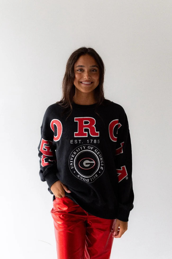 Georgia Bulldogs - NCAA Philly Split Lantern Sleeve Crew Women's Long Sleeve