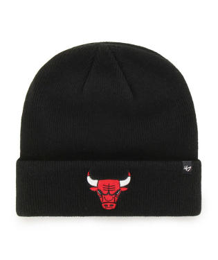 Chicago Bulls - Black Raised Cuff Knit Beanie, 47 Brand