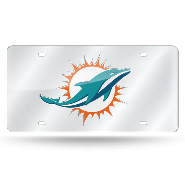 Miami Dolphins - Silver Metal License Plate Tag