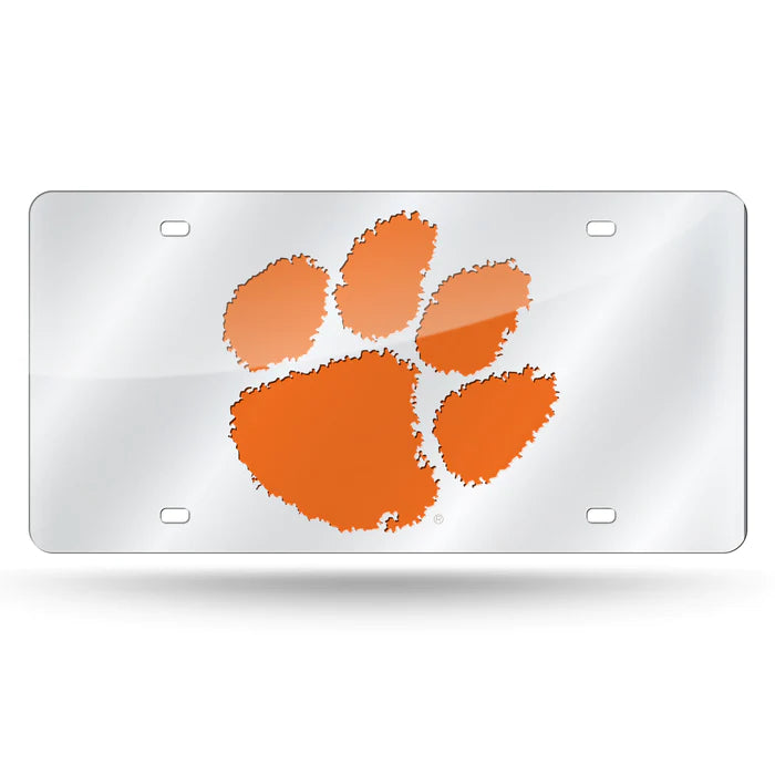 Clemson Tigers - Silver Metal License Plate Tag