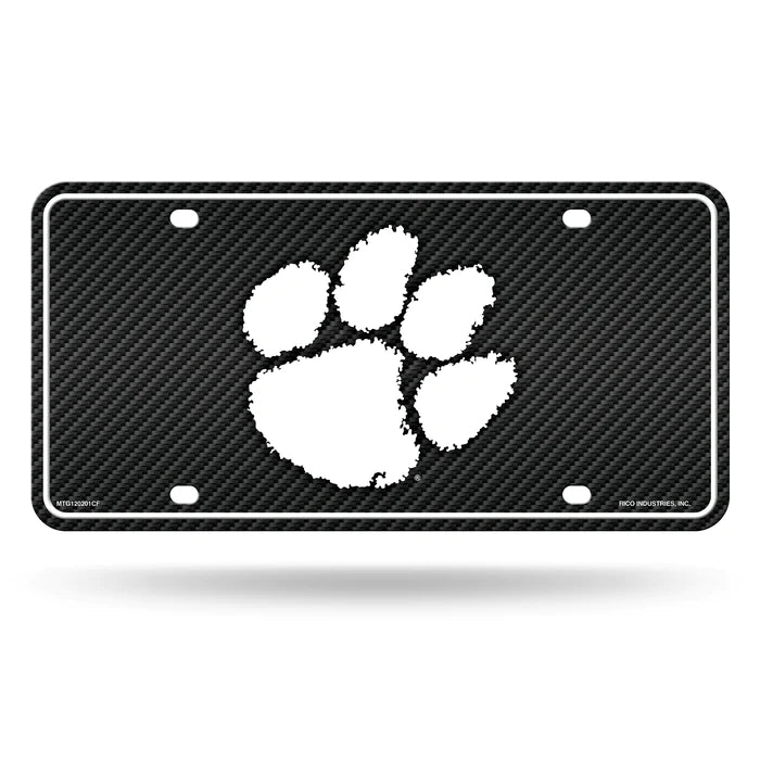 Clemson Tigers Carbon Fiber Design - Metal Auto Tag