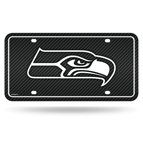 Seahawks - Carbon Fiber Design - Metal Auto Tag