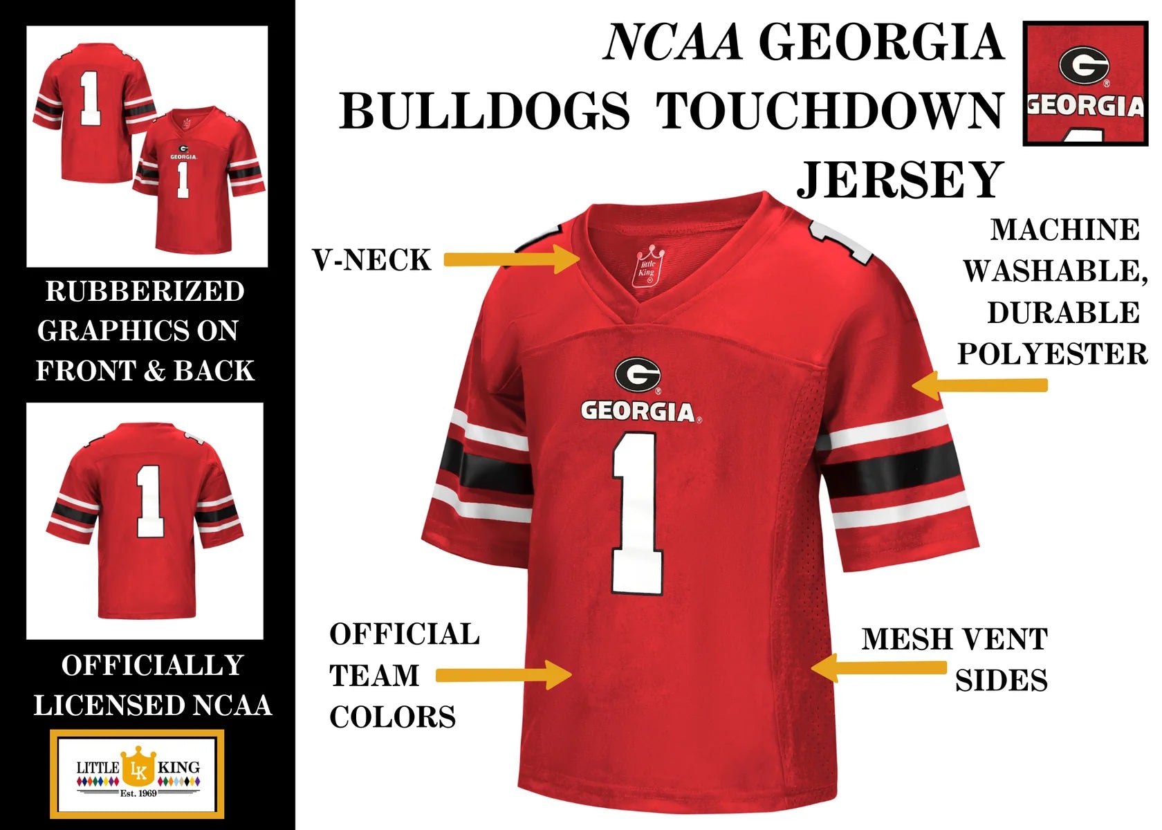 Georgia Bulldogs -NCAA Touchdown #1 Kids Jersey