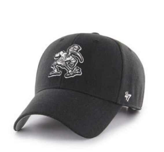 Miami Hurricanes - Black MVP Hat, 47 Brand