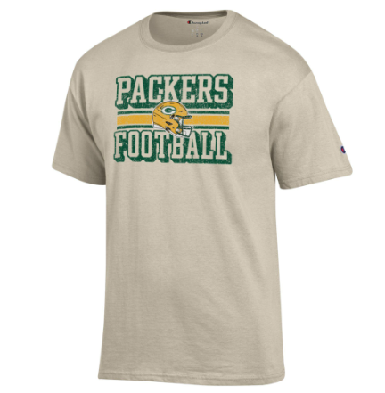 Green Bay Packers - NFL Helmet Over Straight Football Logo Short Sleeve T-Shirt