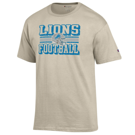 Detroit Lions - NFL Helmet Over Straight Football Logo Short Sleeve T-Shirt