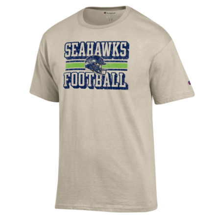 Seattle Seahawks - NFL Helmet Over Straight Football Logo Short Sleeve T-Shirt