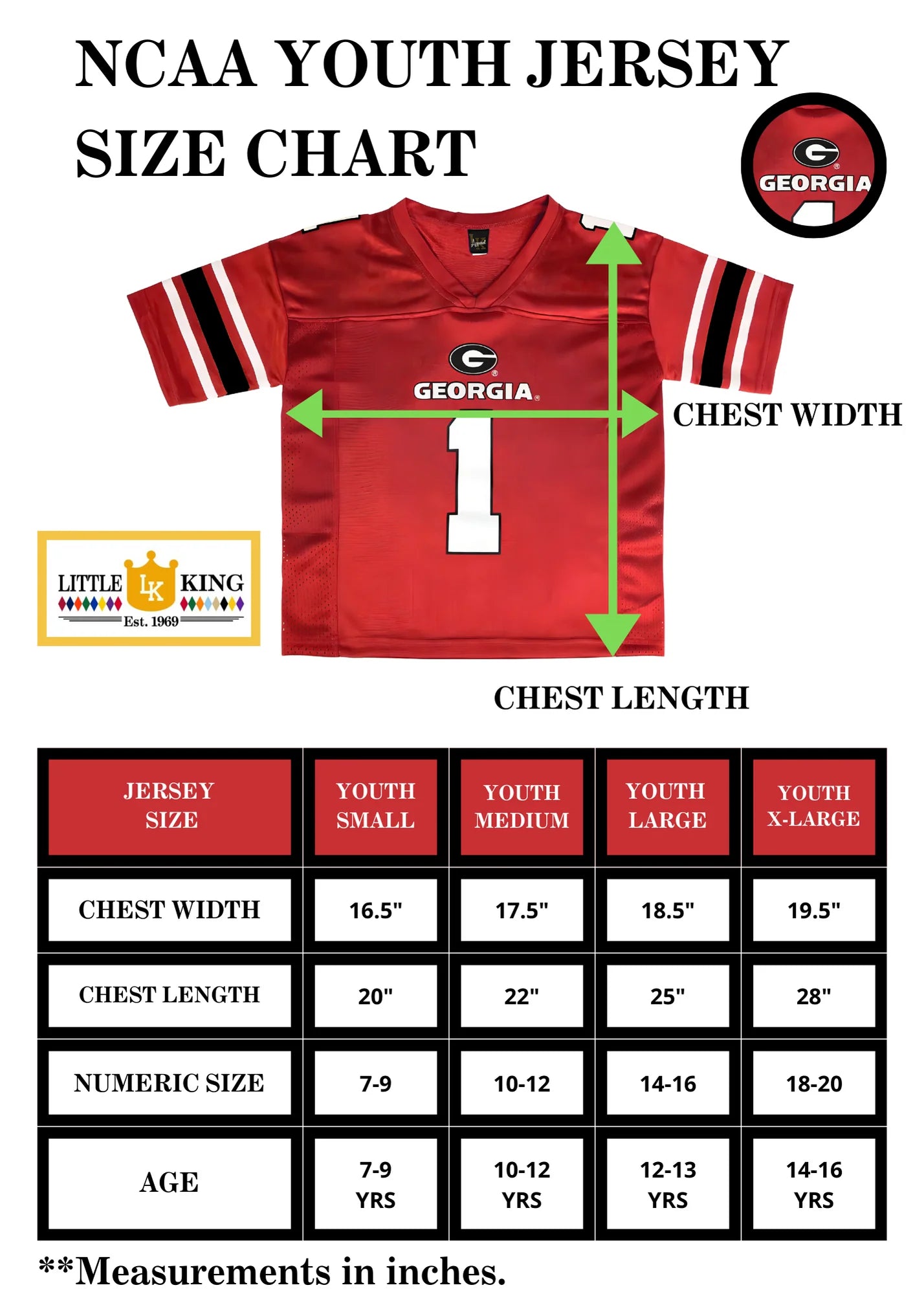 Georgia Bulldogs -NCAA Touchdown #1 Kids Jersey