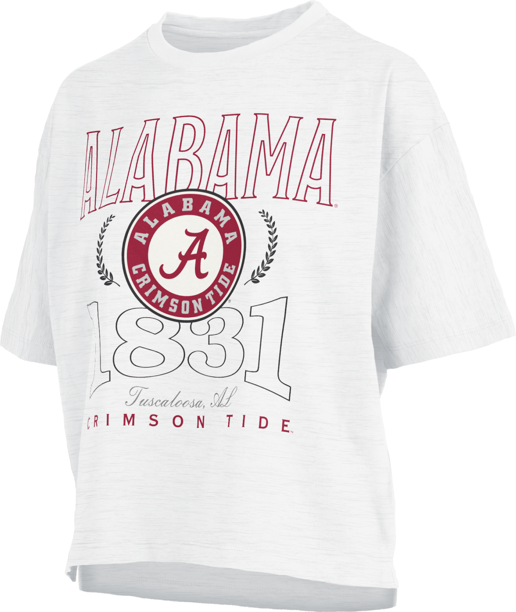 Alabama Crimson Tide "Clayton" - Short-Sleeve Crew-Neck Waist-Length Oversized Slub Top