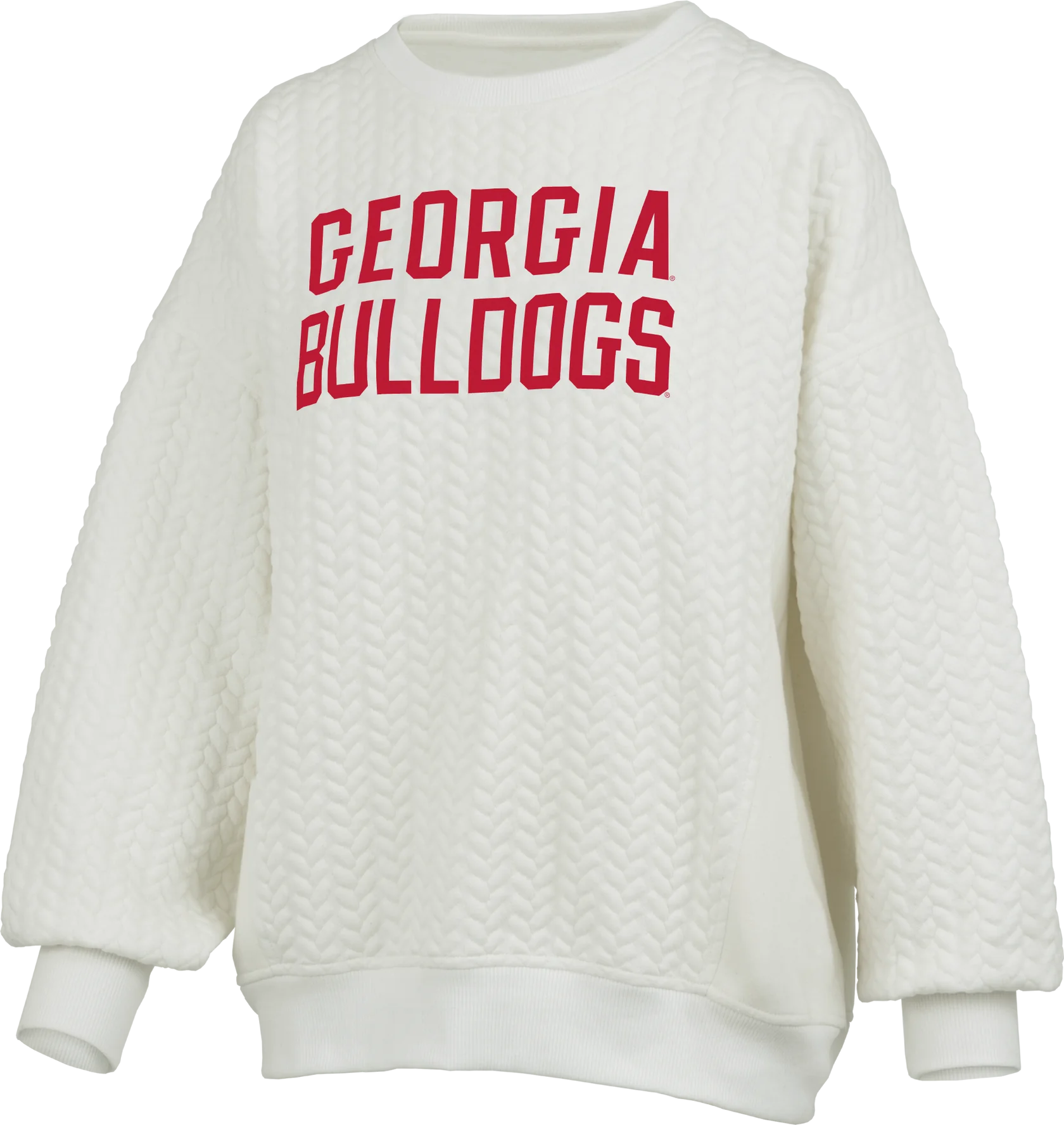 Georgia Bulldogs "Roxbury" - Crew-Neck Oversized Pieced Ivory Fleece Long Sleeve