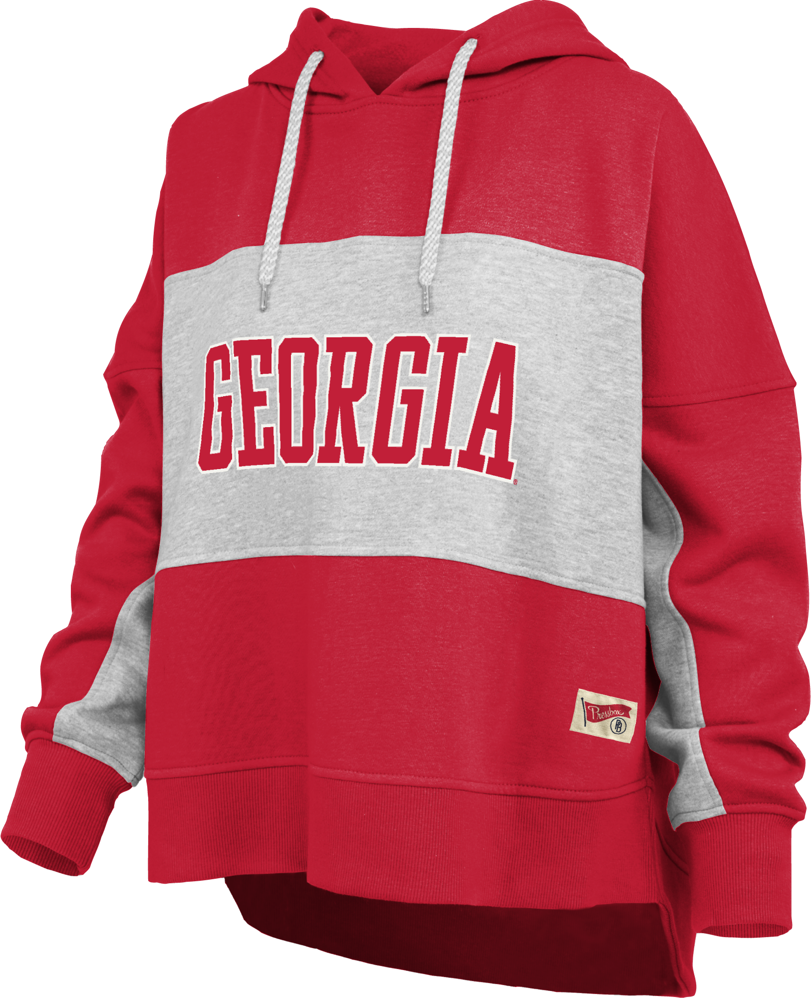 Georgia Bulldogs - Campus Outline Lena Oversized Hooded Pieced Two Tone Fleece Hoodie