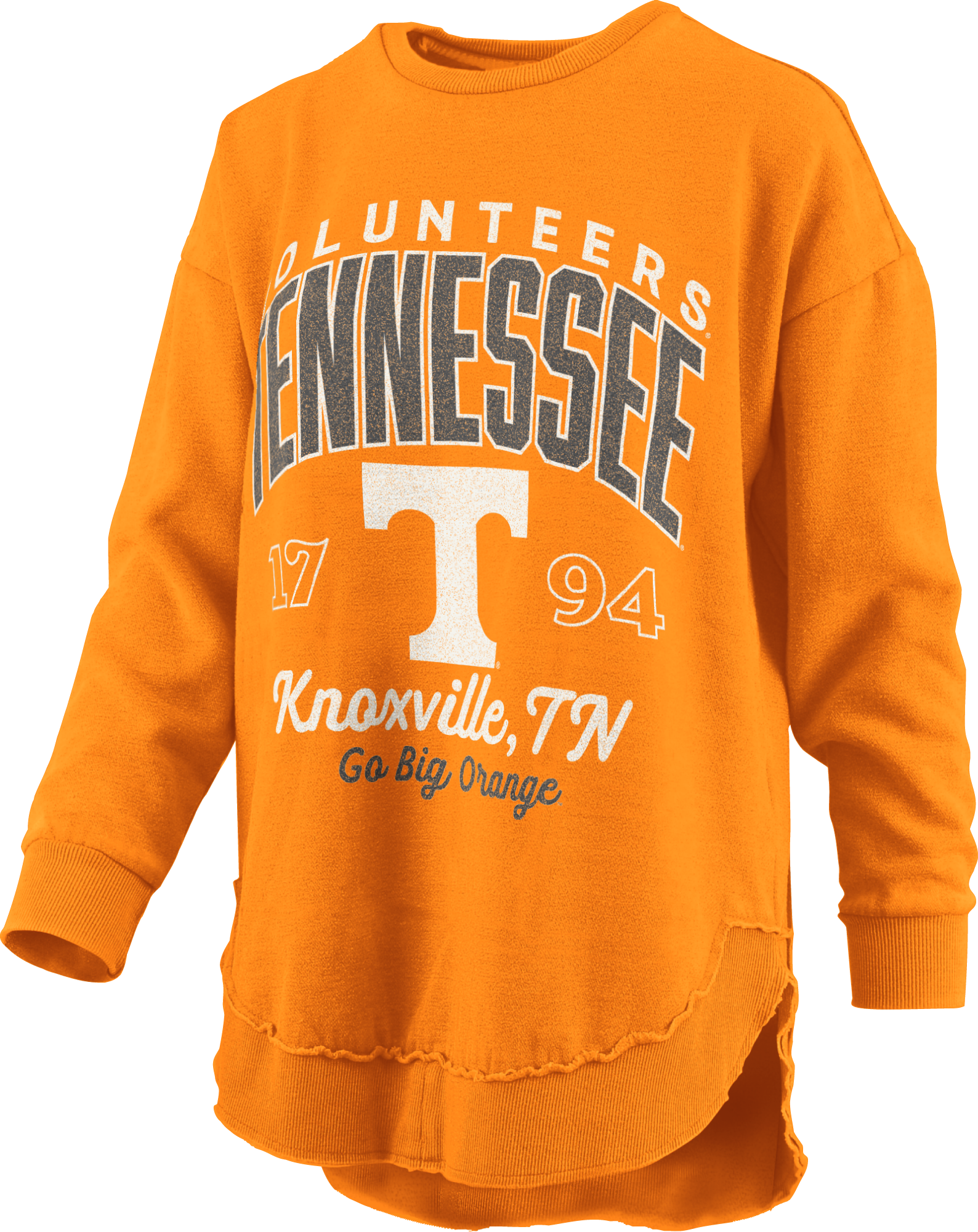 Tennessee Volunteers "Corvallis" - Crew-Neck Rounded-Bottom Hi-Lo Peached Fleece Long-Sleeve