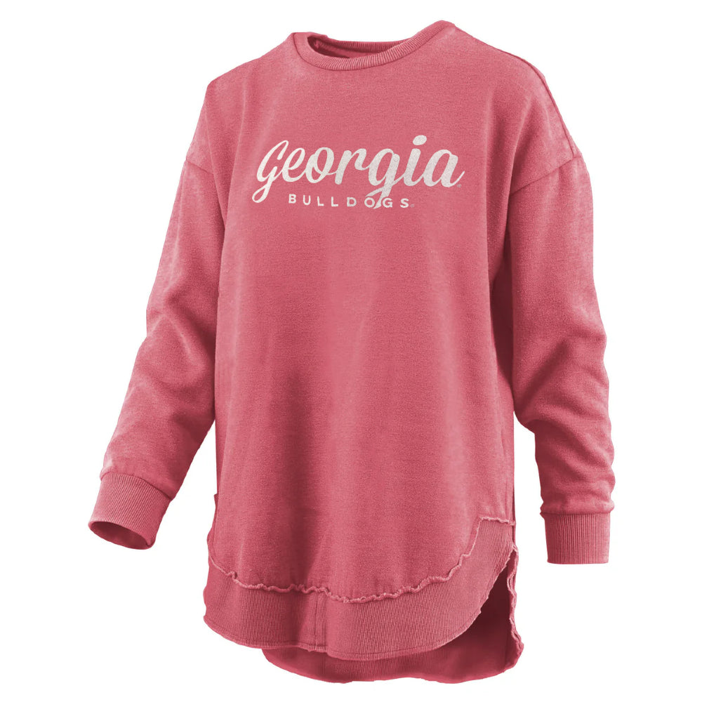 Georgia Bulldogs "Aleena" - Crew-Neck Rounded Bottom Vintage Fleece LongSleeve